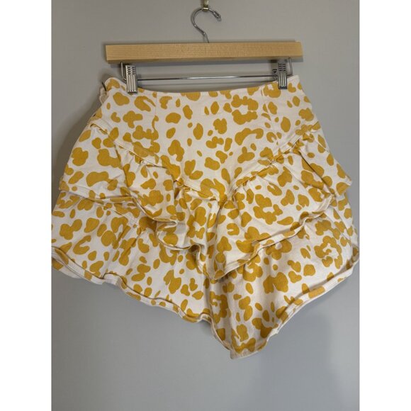 MOTHER The Ruffle Leopard Print Mini Denim Skirt Yellow Size 29 NEW $198 [jb] - Picture 10 of 11